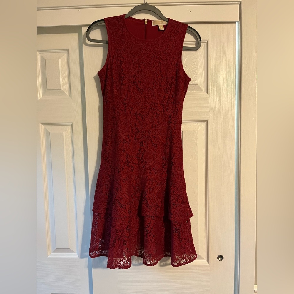 Michael Kors Red Lace Layered Dress